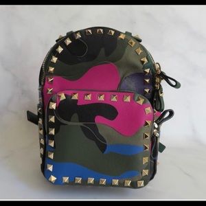 Valentino mini rock stud camouflage backpack